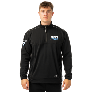 Team Utah Bauer half zip hoodie, stacked logo, black
