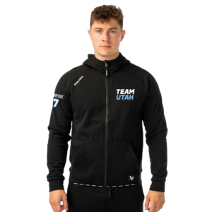 Team Utah Bauer zip hoodie, stacked logo, black