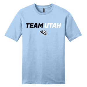Team Utah cotton tee, horizontal logo, ice blue