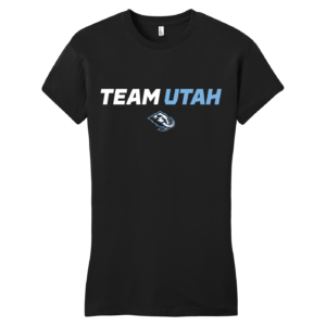 Team Utah women's fitted tee, horizontal logo, black