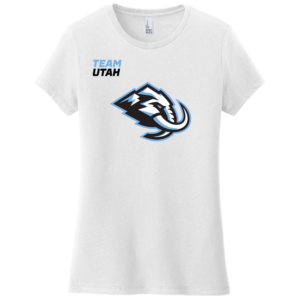 Team Utah women's tee, diagonal logo, white